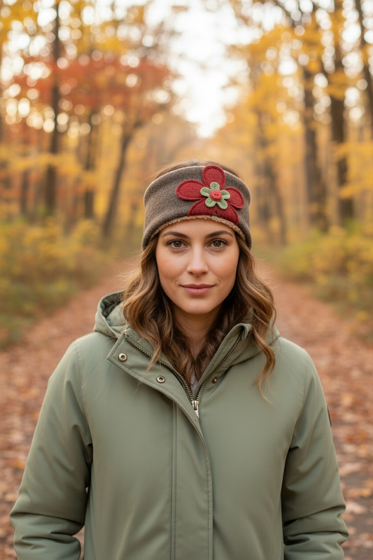 Flower Garden Ear Warmer -  Autumn Berry