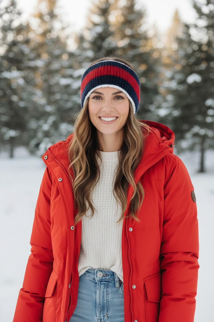 Adjustable Ear & Neck Warmer - Red and Blue