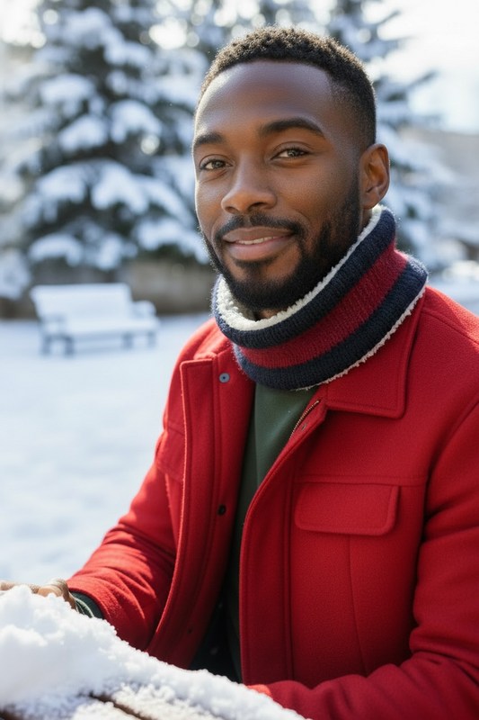 Adjustable Ear & Neck Warmer - Red and Blue