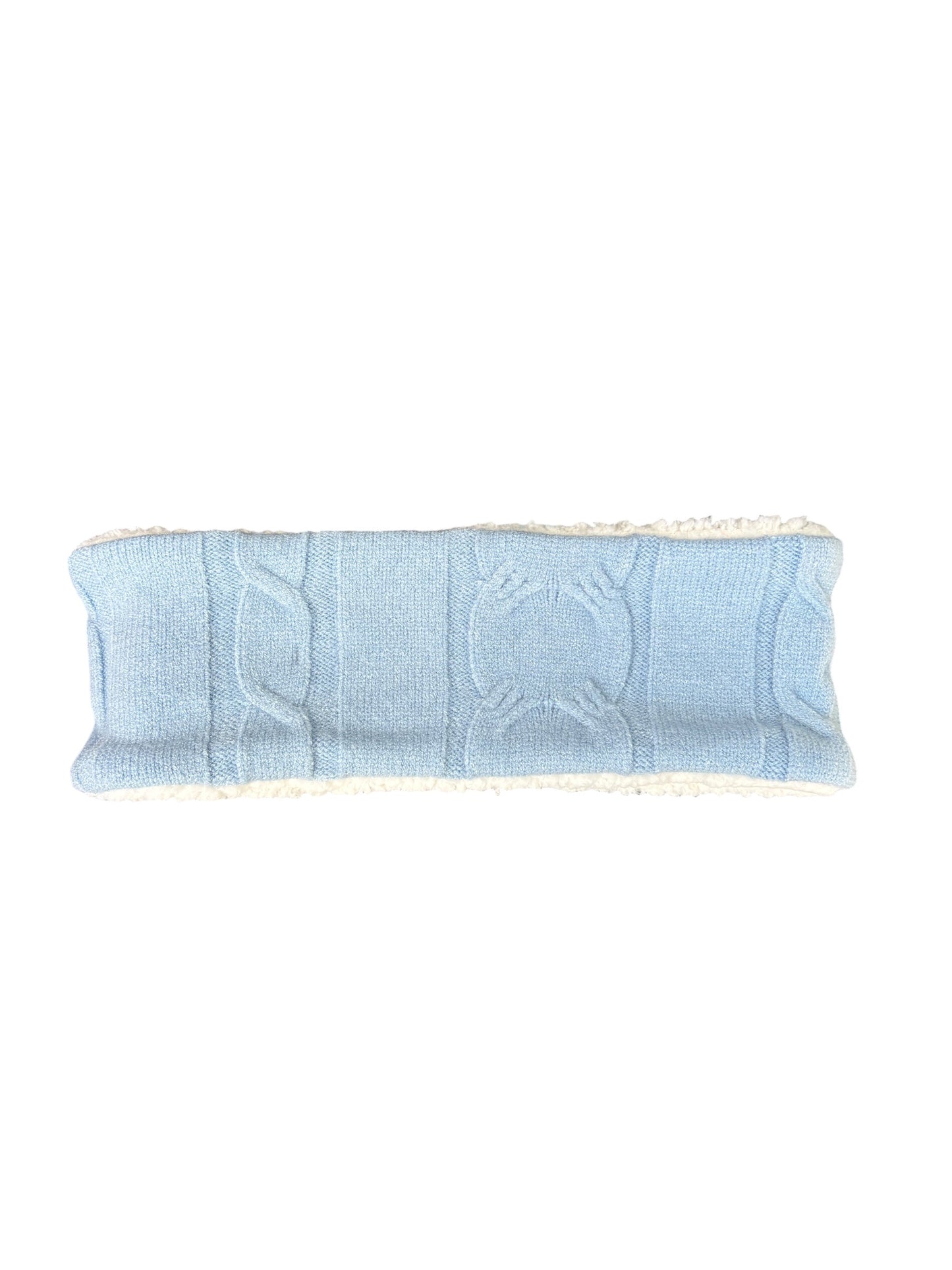 Adjustable Ear & Neck Warmer - Powder Blue Cable Knit