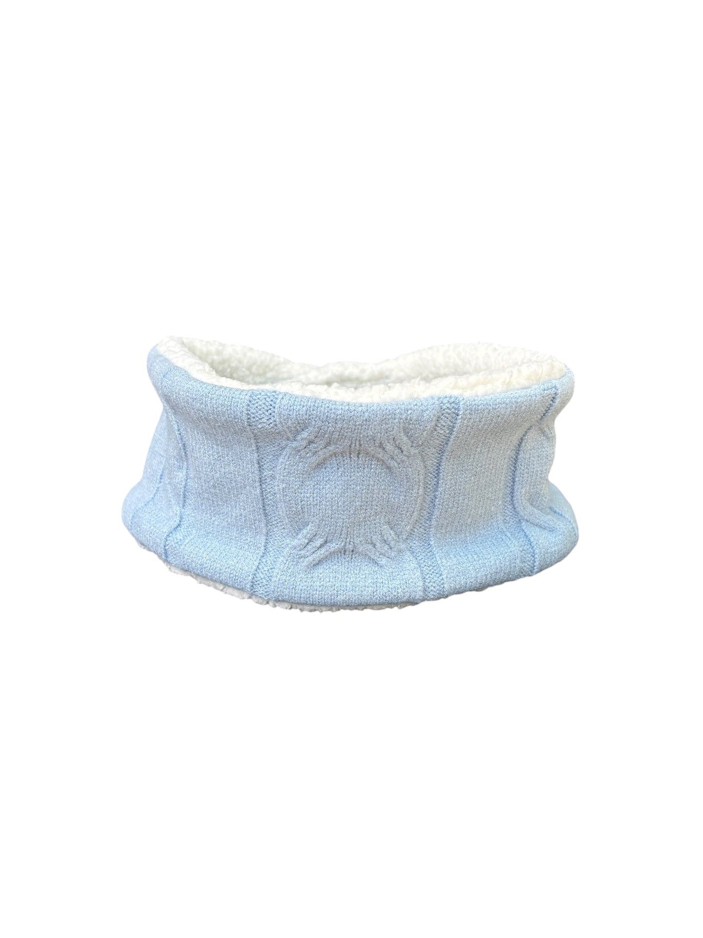 Adjustable Ear & Neck Warmer - Powder Blue Cable Knit