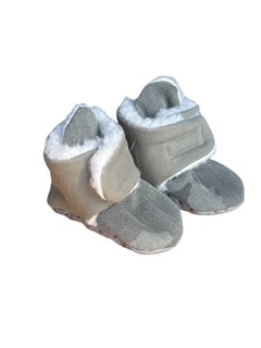 Baby Booties (0–3 Months) – Hook & Loop Closure, Sherpa Fleece Lined