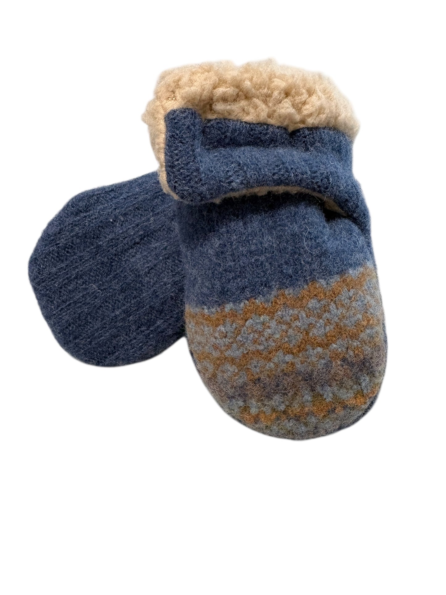 Upcycled Baby Mittens - XS (6-18 Mos.) | Hook & Loop | Blue Knit