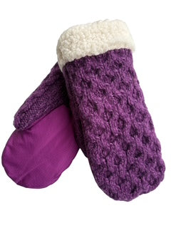 Up-cycled Purple Knit Mittens - Small