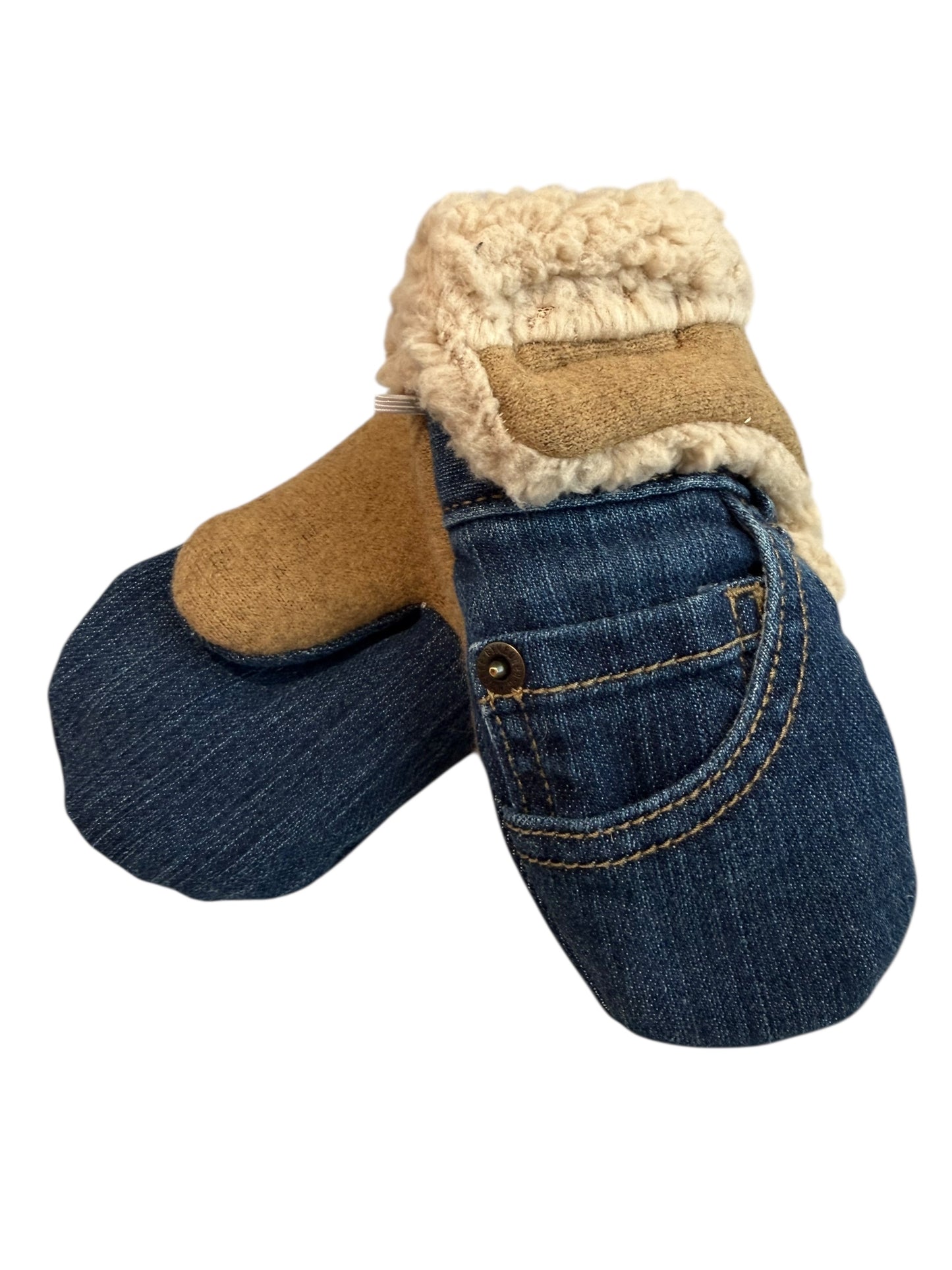 Upcycled Kids Mittens - Small (18 months-3 years) | Hook & Loop Closure | Blue Jean