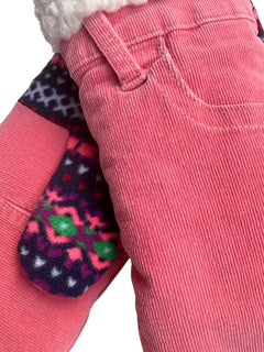Up-cycled Coral Corduroy Mittens - Medium