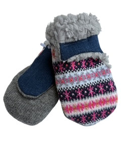 Upcycled Kids Mittens - Small (18 months-3 years) | Hook & Loop Closure | Blue Pink Stripe