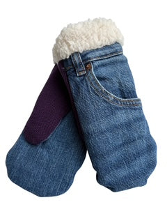 Up-cycled Denim Mittens - Small