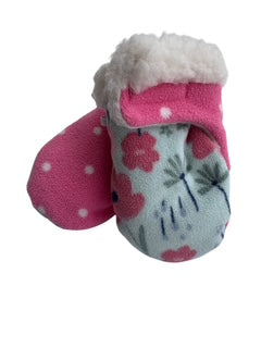 Upcycled Baby Mittens - XS (6-18 Mos.) | Hook & Loop | Upcycled | Pink Dot Flower