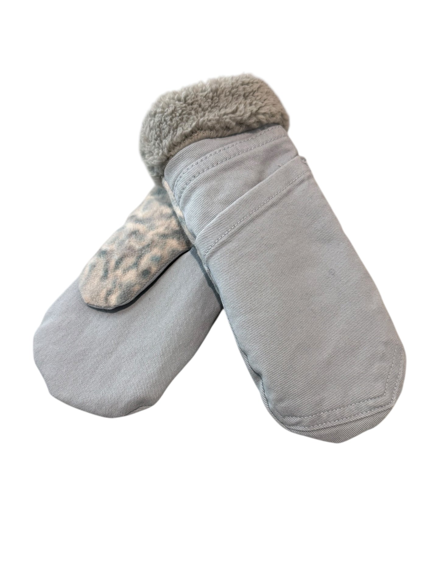 Up-cycled Light Blue Jean Mittens - Medium