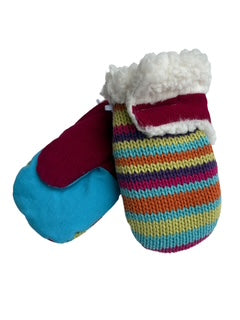Upcycled Kids Mittens - Small (18 months-3 years) | Hook & Loop Closure | Colorful Stripe