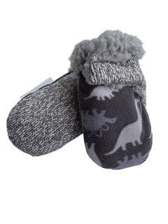Upcycled Baby Mittens - XS (6-18 Mos.) | Hook & Loop | Upcycled | Gray Dinosaur