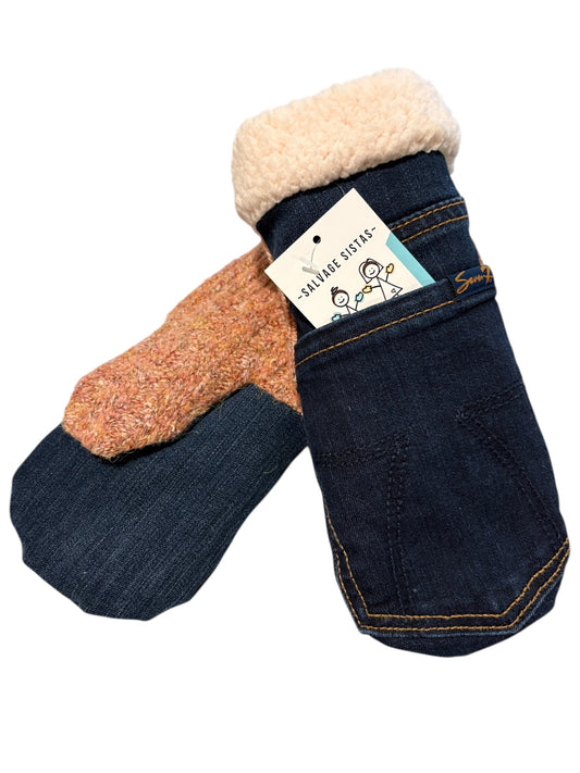 Up-cycled Blue Jean Mittens - Medium