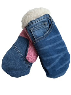 Up-cycled Denim Mittens - Small