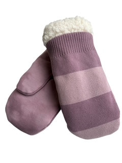 Up-cycled Purple Stripe Knit Mittens - Small