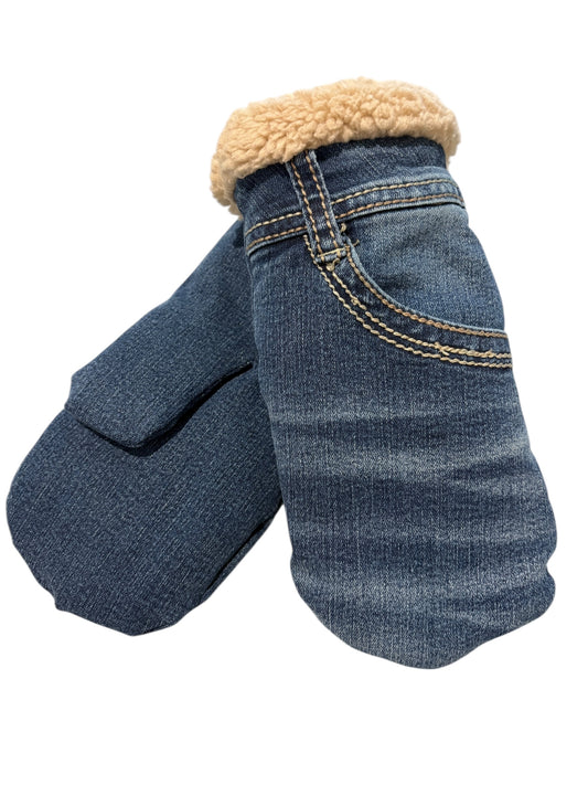Up-cycled Blue Jean Mittens - Medium
