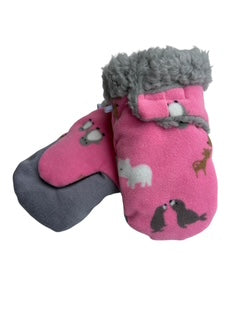 Upcycled Kids Mittens - Small (18 months-3 years) | Hook & Loop Closure | Pink Critter