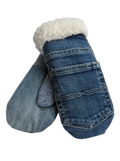 Up-cycled Denim Mittens - Small