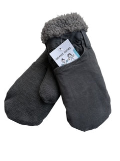Up-cycled Gray Jean Mittens - Medium