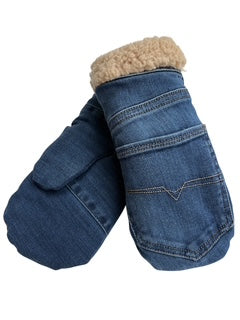 Up-cycled Denim Mittens - Small