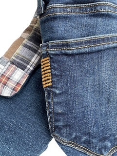 Up-cycled Denim Plaid Mittens - Small