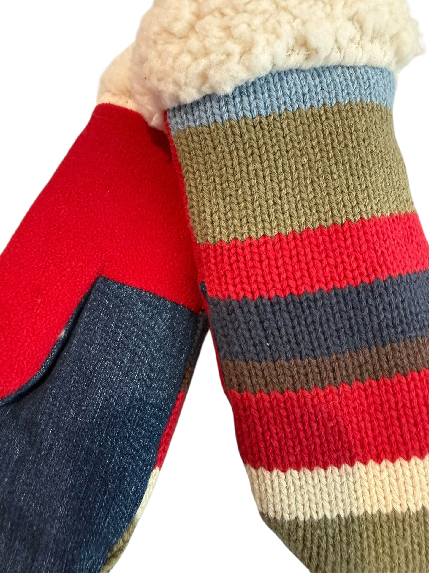 Upcycled Kids Mittens - Medium (4-6 yrs.) Striped Knit