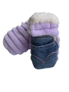 Upcycled Baby Mittens - XS (6-18 Mos.) | Hook & Loop | Upcycled | Denim Purple