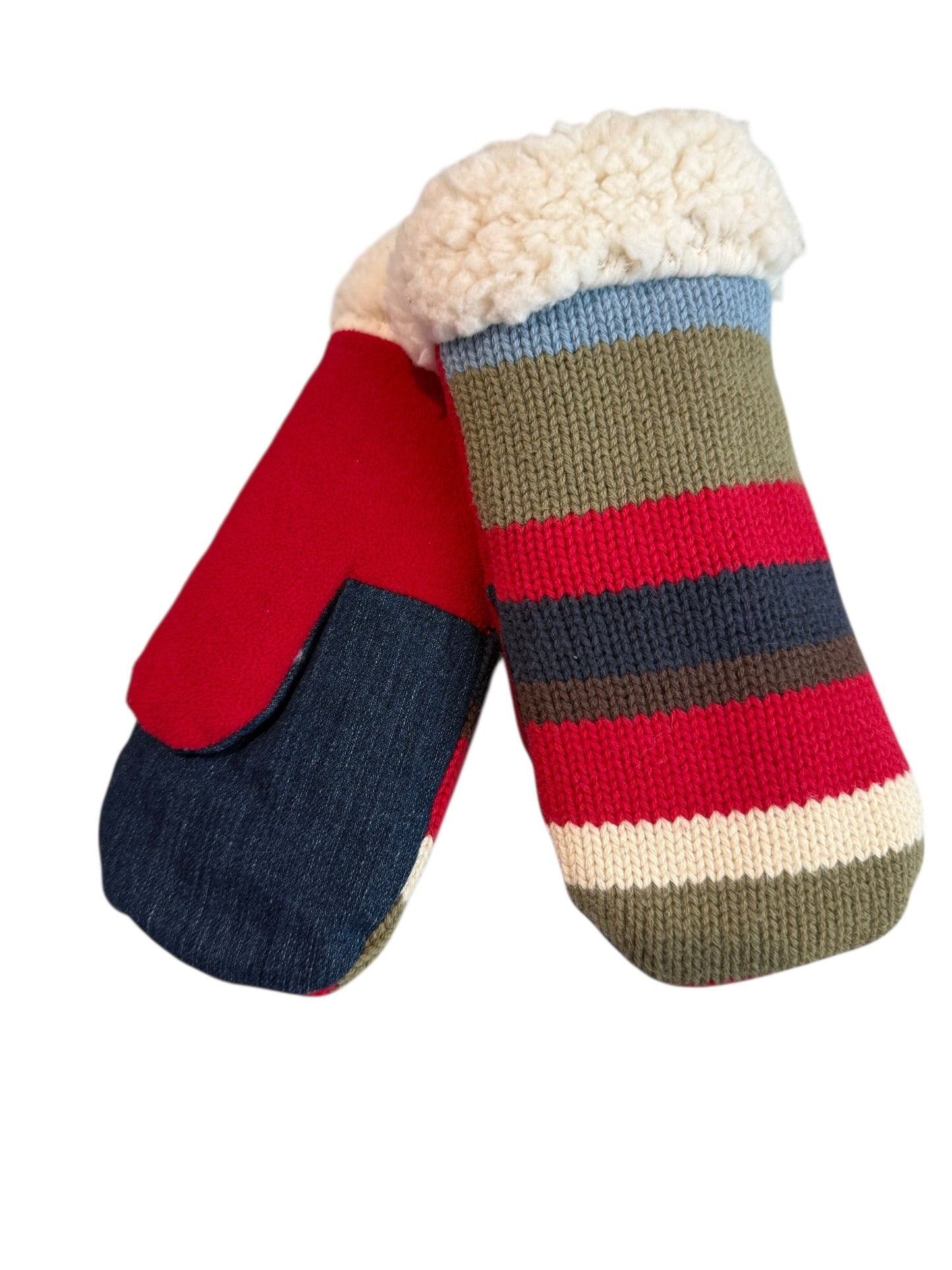 Upcycled Kids Mittens - Medium (4-6 yrs.) Striped Knit