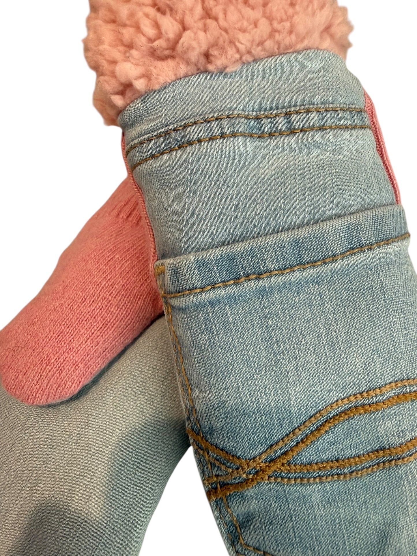 Upcycled Kids Mittens - Medium (4-6 yrs.) |Blue Jean Pink