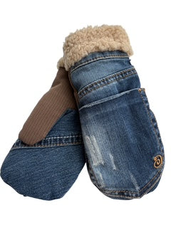 Up-cycled Denim Mittens - Small