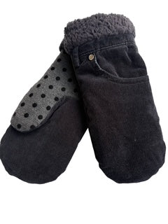 Up-cycled Black Polka Dot Mittens - Medium