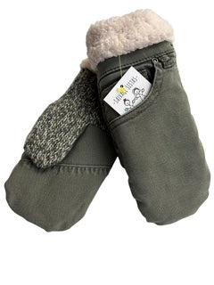 Up-cycled Green Denim Mittens - Medium