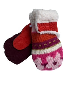 Upcycled Kids Mittens - Small (18 months-3 years) | Hook & Loop Closure | Floral Knit