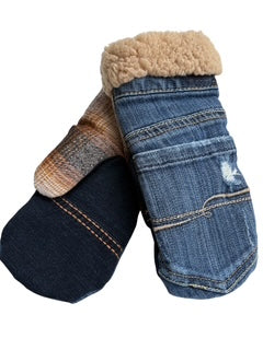 Up-cycled Denim Mittens - Small