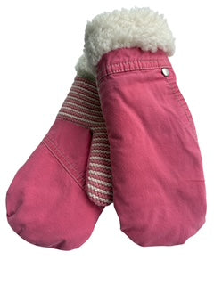Up-cycled Coral Stripe Mittens - Small