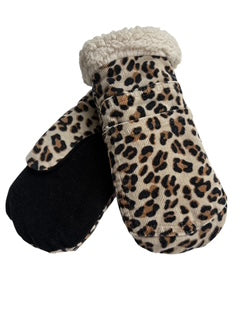 Up-cycled Cheetah Corduroy Mittens - Small