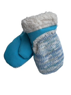 Upcycled Kids Mittens - Small (18 months-3 years) | Hook & Loop Closure | Auqa Blue