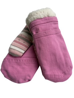 Up-cycled Pink Stripe Mittens - Small