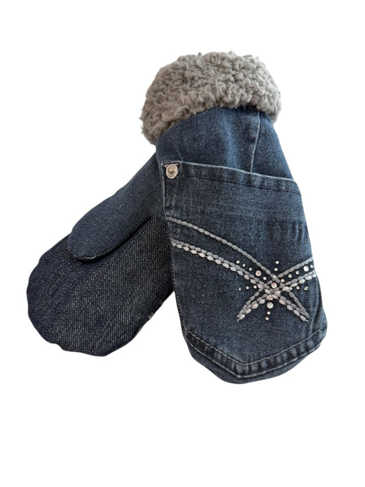 Upcycled Kids Mittens - Large (7 yrs. & up) | Blue Jean Bling