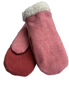 Up-cycled Coral Knit Mittens - Small