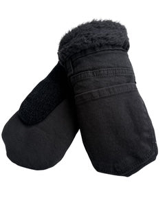 Up-cycled Black Denim Mittens - Small