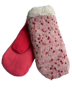 Up-cycled Coral Dot Knit Mittens - Small