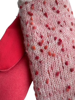 Up-cycled Coral Dot Knit Mittens - Small