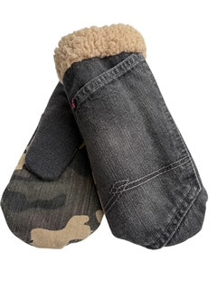 Up-cycled Gray Camo Mittens - Small