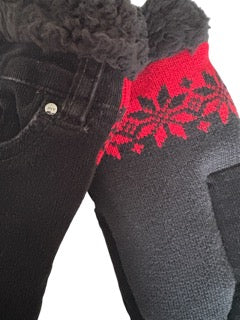 Up-cycled Black Coduroy Mittens - Medium