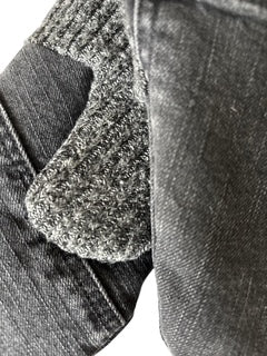 Up-cycled Black Denim Mittens - Small