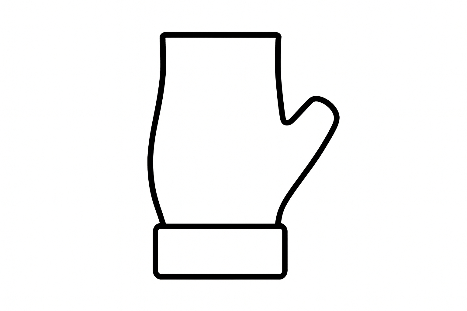 get rid of lines on fingers and make it a smooth line across and shorten thumb a little mor