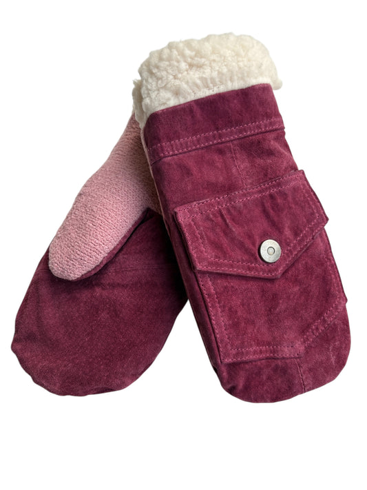 Up-cycled Suede Pocket Mittens - Small