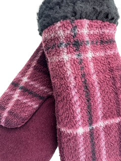 Upcycled Kids Mittens - Medium (4-6 yrs.) | Burgandy Plaid