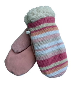 Upcycled Kids Mittens - Large (7 yrs. & up) | Rose Stripe